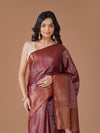 Maroon Zari Tissue Saree with Zig-Zag Weave