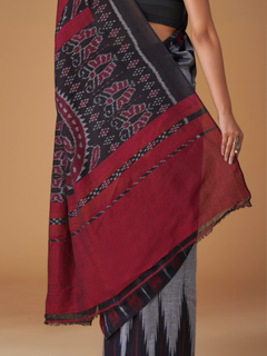 Grey Sambalpuri Kotki Pure Khadi Cotton Handloom Saree