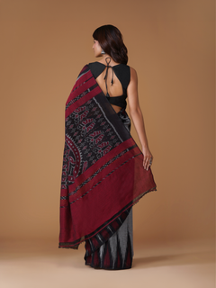 Grey Sambalpuri Kotki Pure Khadi Cotton Handloom Saree