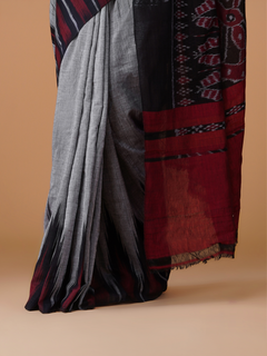 Grey Sambalpuri Kotki Pure Khadi Cotton Handloom Saree
