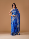 Royal Blue Organza Silk Banarasi Saree with Silver Zari