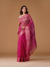 Rani Pink Pure Resham Banarasi Saree with Zari Border