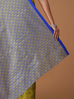 Mehendi Green Banarasi Tanchui Silk Saree with Zari Buta Border