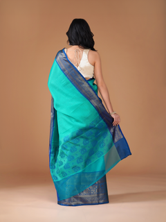 Sea Green Banarasi Tanchui Silk Saree with Zari Buta Border