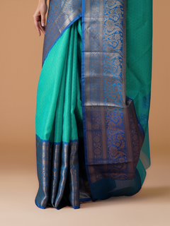 Sea Green Banarasi Tanchui Silk Saree with Zari Buta Border