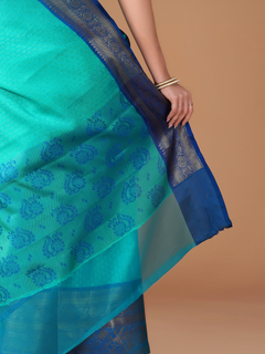 Sea Green Banarasi Tanchui Silk Saree with Zari Buta Border