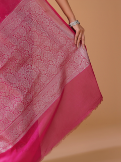 Rani Pink Banarasi Dyeable Georgette Saree with Zari Meenakari Buta